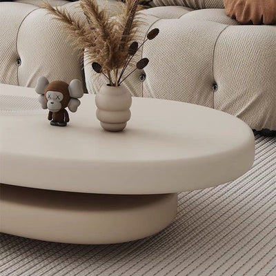 Contemporary Scandinavian Round Medium-Density Board Extendable Coffee Table For Living Room