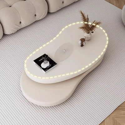 Contemporary Scandinavian Round Medium-Density Board Extendable Coffee Table For Living Room