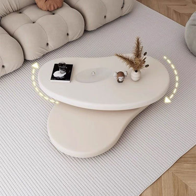 Contemporary Scandinavian Round Medium-Density Board Extendable Coffee Table For Living Room