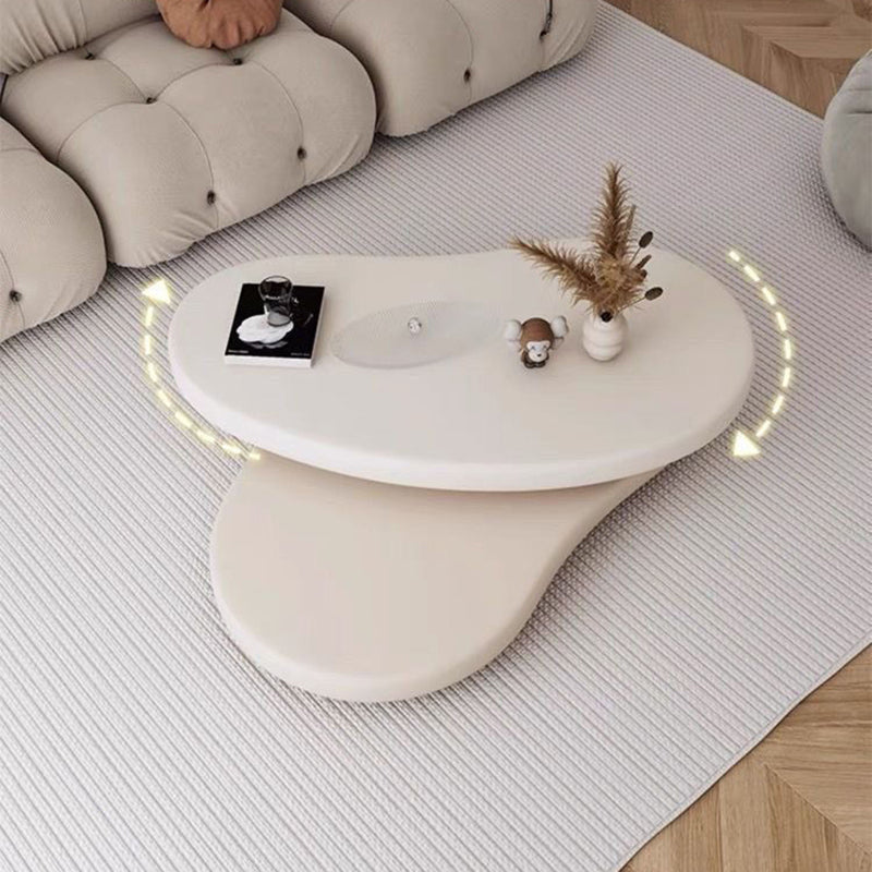 Contemporary Scandinavian Round Medium-Density Board Extendable Coffee Table For Living Room