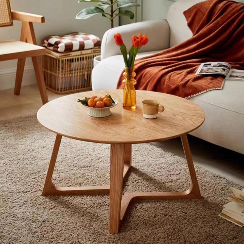 Contemporary Scandinavian Round Veneered Plywood Pine Solid Wood Coffee Table For Living Room