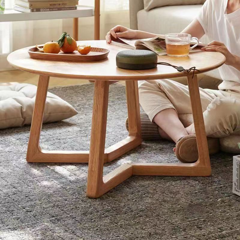 Contemporary Scandinavian Round Veneered Plywood Pine Solid Wood Coffee Table For Living Room