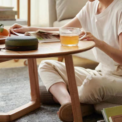 Contemporary Scandinavian Round Veneered Plywood Pine Solid Wood Coffee Table For Living Room