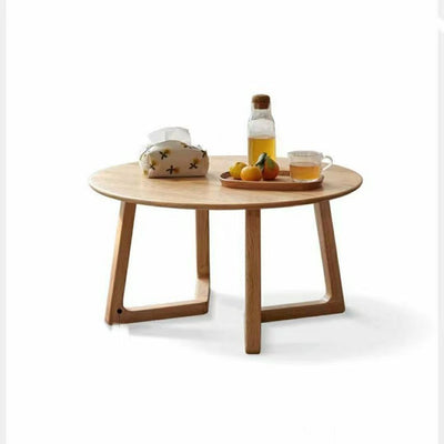 Contemporary Scandinavian Round Veneered Plywood Pine Solid Wood Coffee Table For Living Room