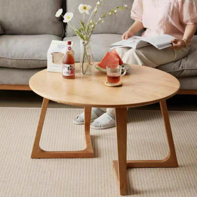 Contemporary Scandinavian Round Veneered Plywood Pine Solid Wood Coffee Table For Living Room
