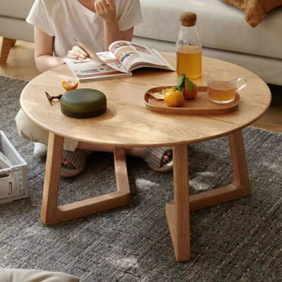 Contemporary Scandinavian Round Veneered Plywood Pine Solid Wood Coffee Table For Living Room