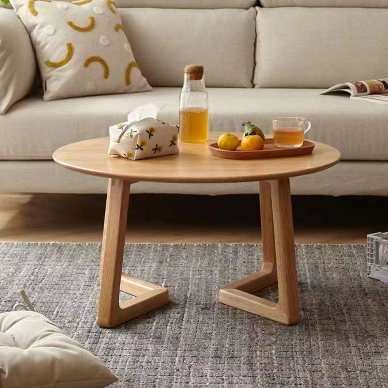 Contemporary Scandinavian Round Veneered Plywood Pine Solid Wood Coffee Table For Living Room