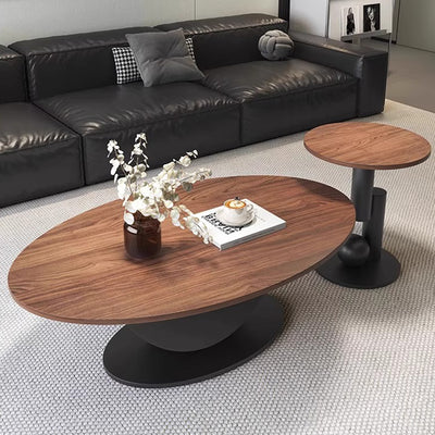 Modern Art Deco Round Multi-layer Solid Wood Panel Iron Coffee Table For Living Room