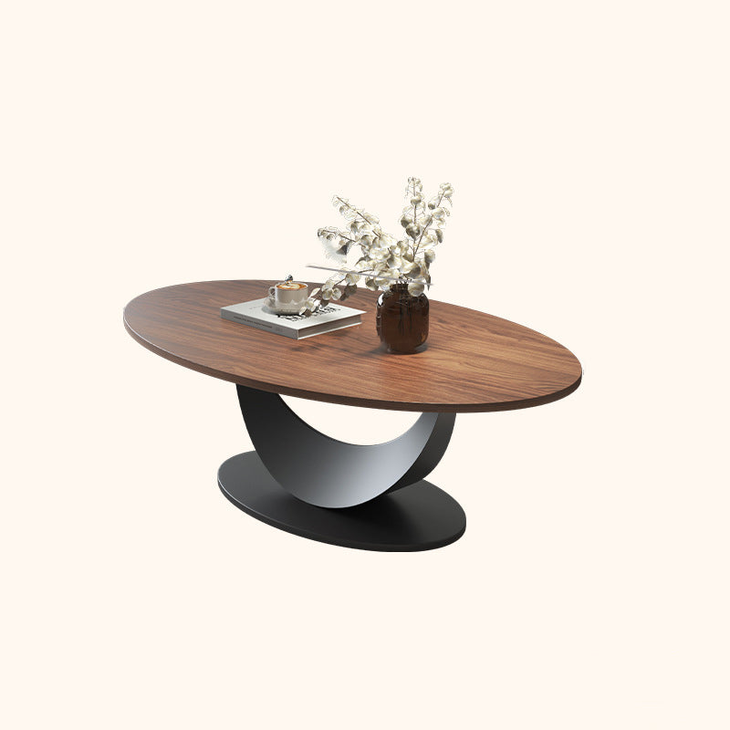 Modern Art Deco Round Multi-layer Solid Wood Panel Iron Coffee Table For Living Room