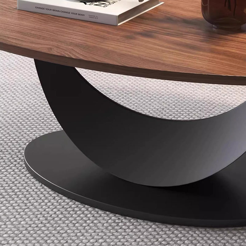 Modern Art Deco Round Multi-layer Solid Wood Panel Iron Coffee Table For Living Room