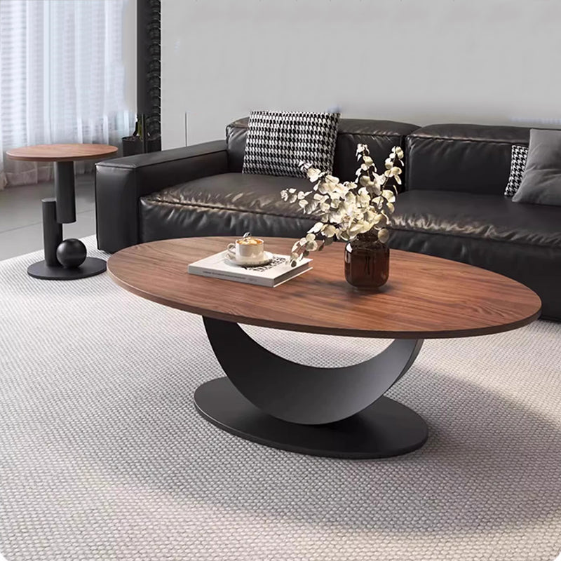 Modern Art Deco Round Multi-layer Solid Wood Panel Iron Coffee Table For Living Room