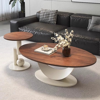 Modern Art Deco Round Multi-layer Solid Wood Panel Iron Coffee Table For Living Room