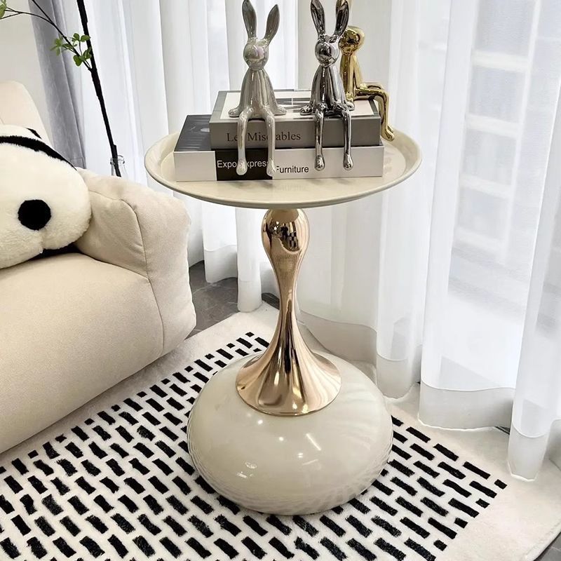 Modern Luxury Round Iron Side Table 1-Tier For Living Room