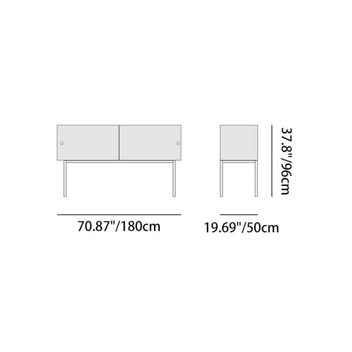 Modern Luxury Square Tempered Glass Stainless Steel Legs Storage Sideboard 1-Cabinet For Dining Room