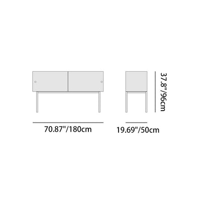 Modern Luxury Square Tempered Glass Stainless Steel Legs Storage Sideboard 1-Cabinet For Dining Room