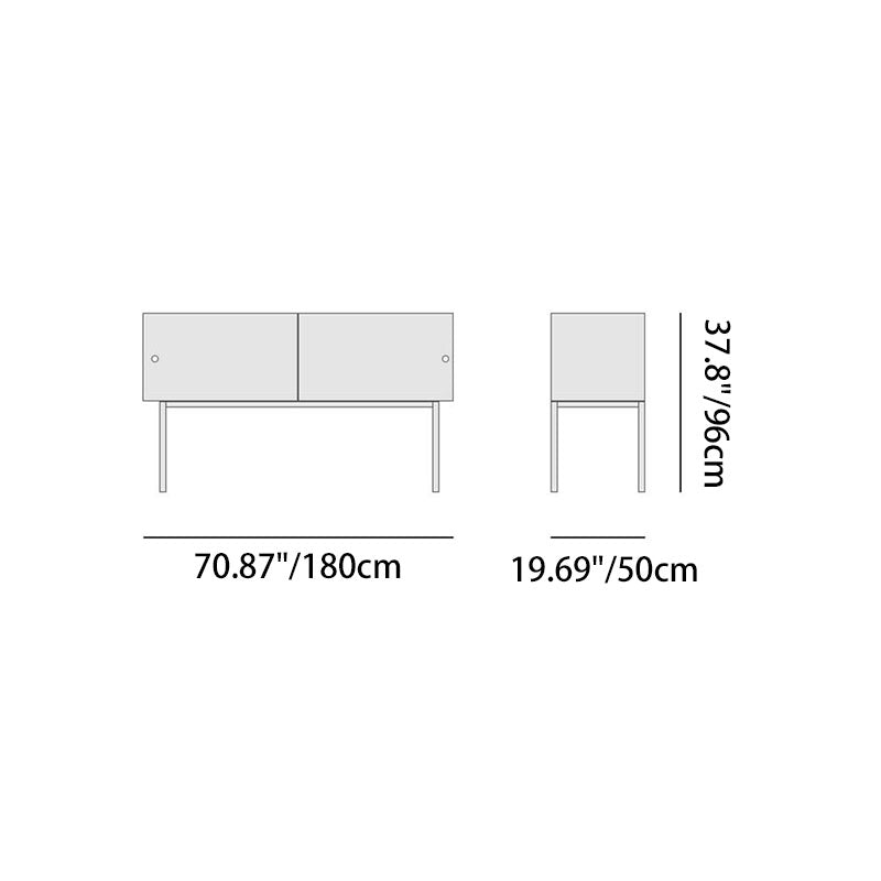 Modern Luxury Square Tempered Glass Stainless Steel Legs Storage Sideboard 1-Cabinet For Dining Room