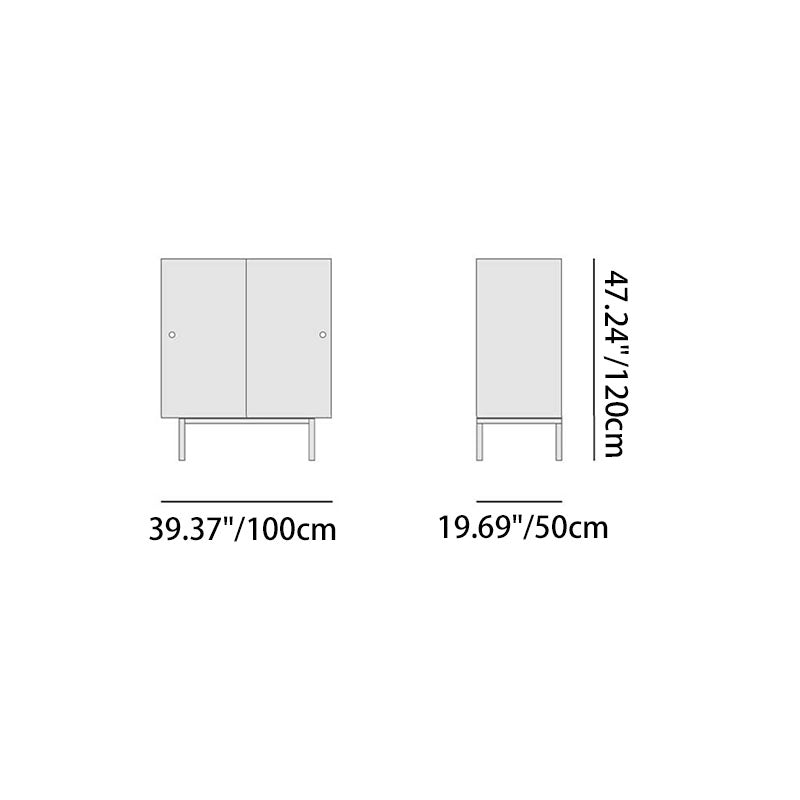 Modern Luxury Square Tempered Glass Stainless Steel Legs Storage Sideboard 1-Cabinet For Dining Room