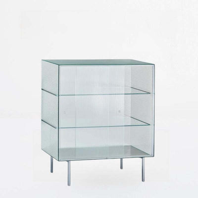 Modern Luxury Square Tempered Glass Stainless Steel Legs Storage Sideboard 1-Cabinet For Dining Room