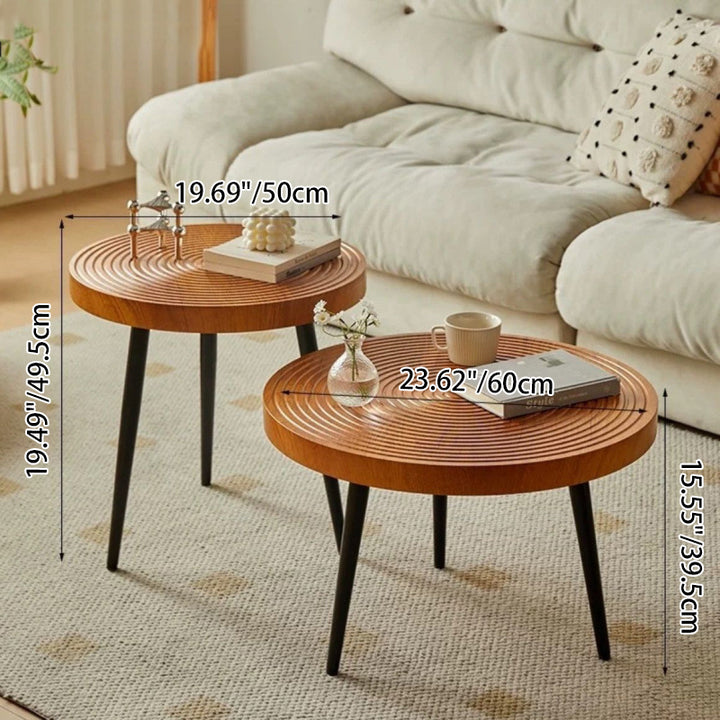 Traditioneller Vintage Runder PVC-Tiefzieh-Spanplatten-Eisen-Beistelltisch Für Wohnzimmer 