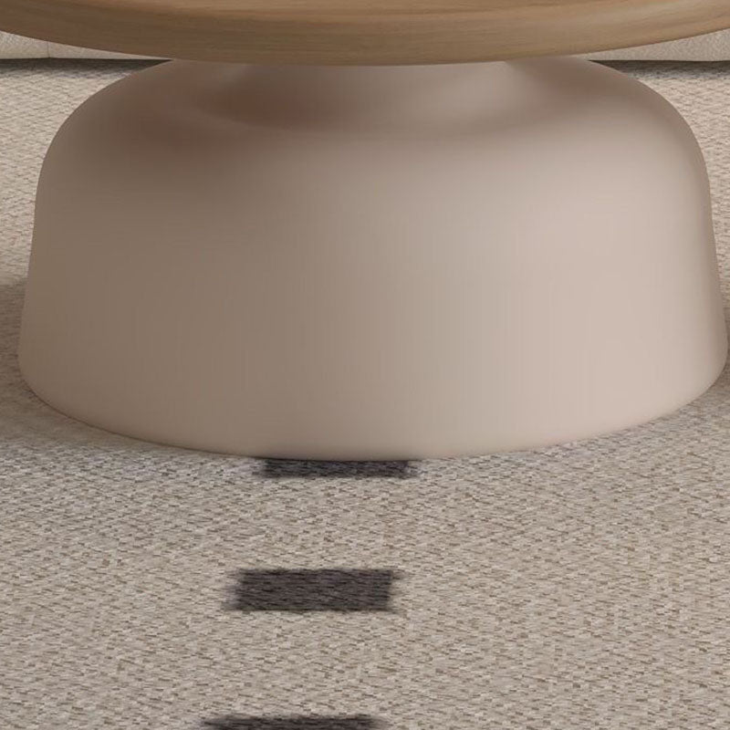 Contemporary Scandinavian Round Carbon Steel Faux Plywood Side Table For Living Room