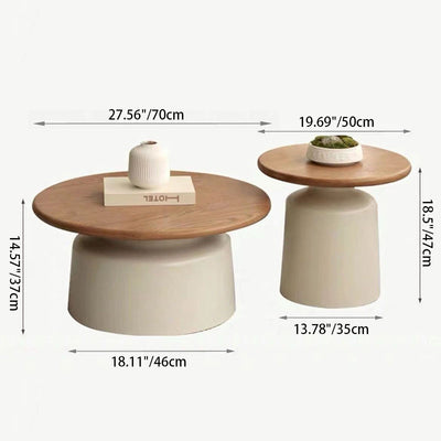 Contemporary Scandinavian Round Carbon Steel Faux Plywood Side Table For Living Room
