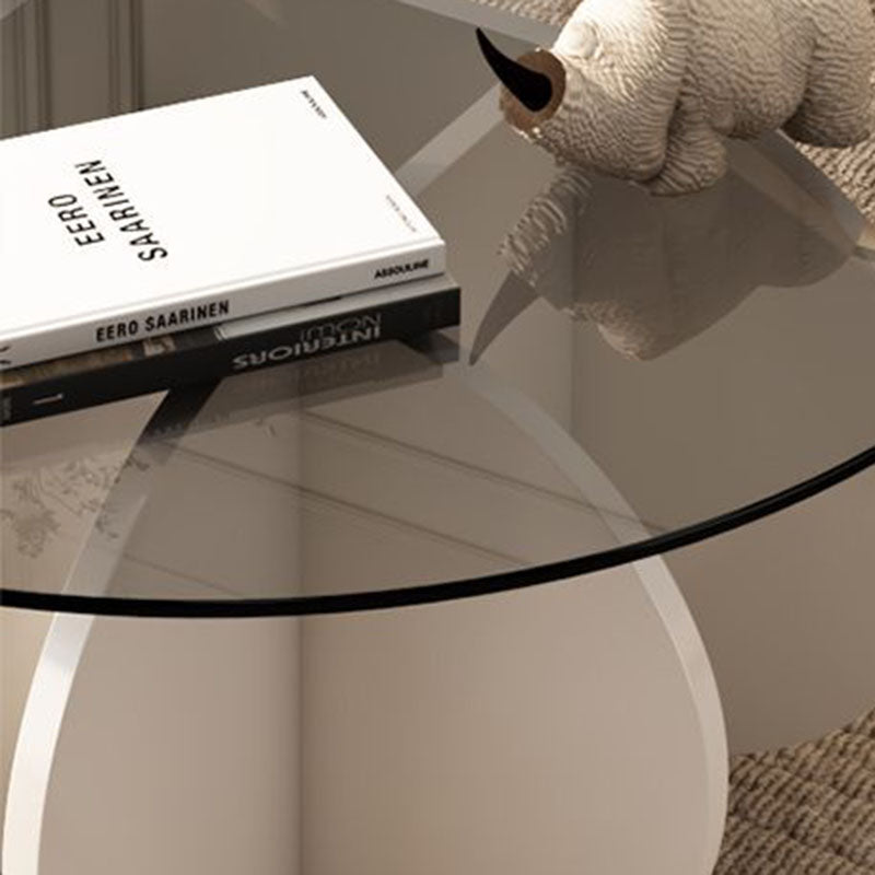 Contemporary Scandinavian Round Tempered Glass Solid Wood Particle Board Coffee Table For Living Room