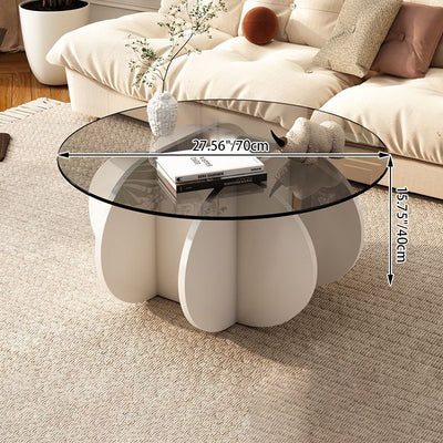 Contemporary Scandinavian Round Tempered Glass Solid Wood Particle Board Coffee Table For Living Room