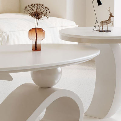 Contemporary Scandinavian Oval Stone Slab Carbon Steel Coffee Table For Living Room