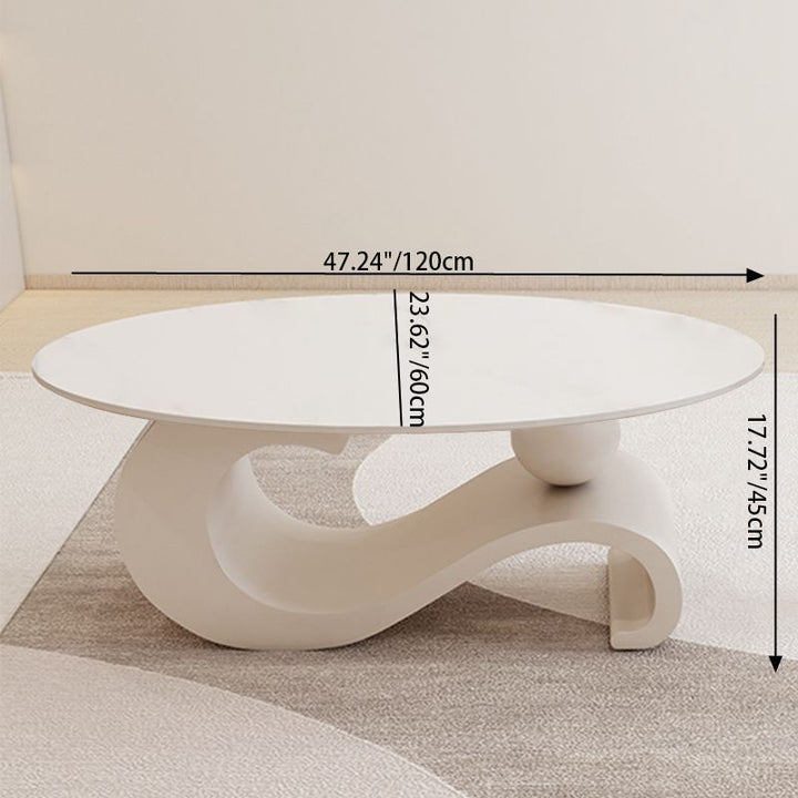 Table basse ovale contemporaine scandinave en dalle de pierre et acier au carbone pour salon 