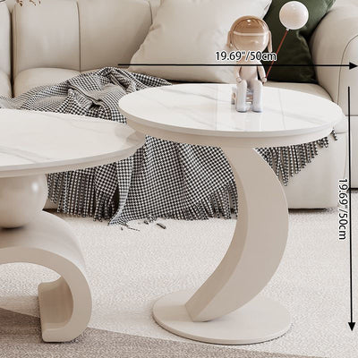 Contemporary Scandinavian Oval Stone Slab Carbon Steel Coffee Table For Living Room