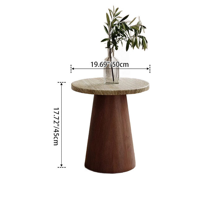 Table basse ronde traditionnelle japonaise en travertin et acier au carbone pour salon 