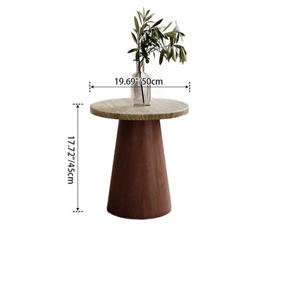 Traditional Japanese Round Travertine Carbon Steel Coffee Table For Living Room