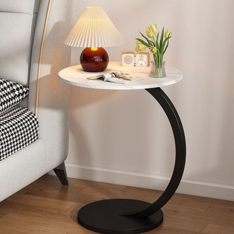 Modern Minimalist Round Medium-Density Fiberboard Iron Side Table 1/2-Tier For Living Room