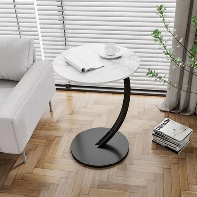Modern Minimalist Round Medium-Density Fiberboard Iron Side Table 1/2-Tier For Living Room