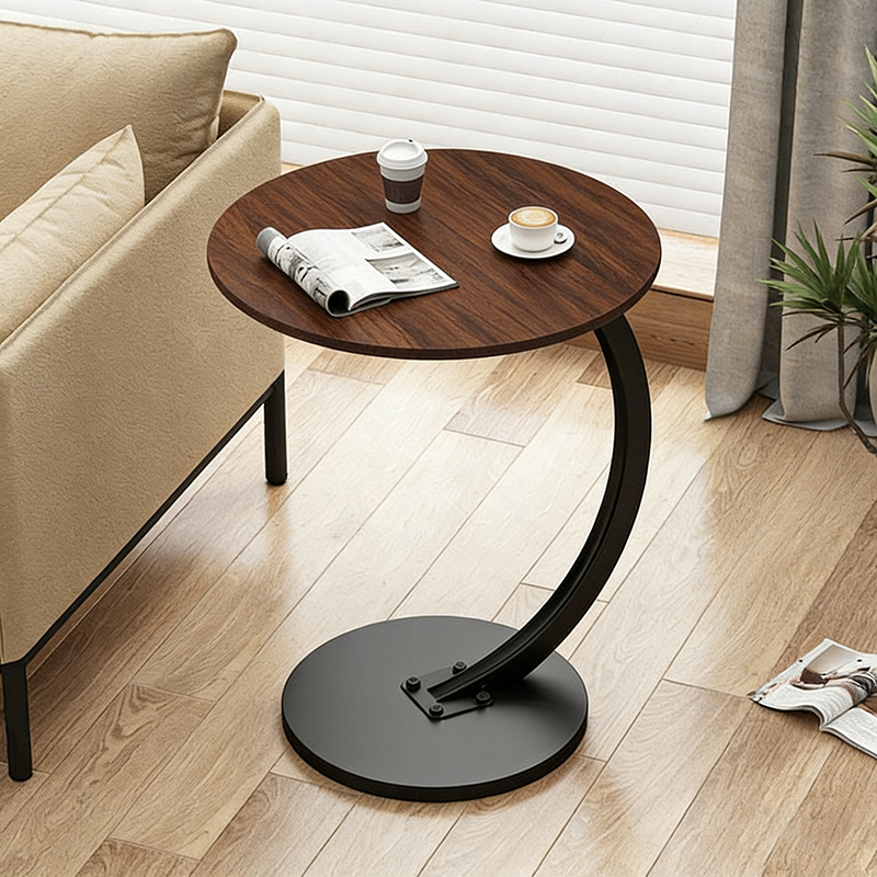 Moderner minimalistischer runder Tisch aus mitteldichter Faserplatte und Eisen, 1/2-Etage für das Wohnzimmer 