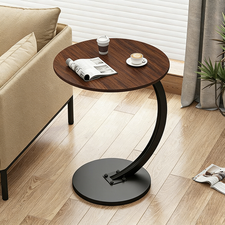 Moderner minimalistischer runder Tisch aus mitteldichter Faserplatte und Eisen, 1/2-Etage für das Wohnzimmer 