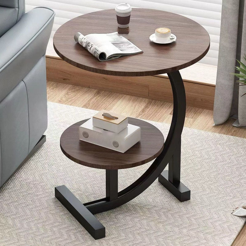 Modern Minimalist Round Medium-Density Fiberboard Iron Side Table 1/2-Tier For Living Room