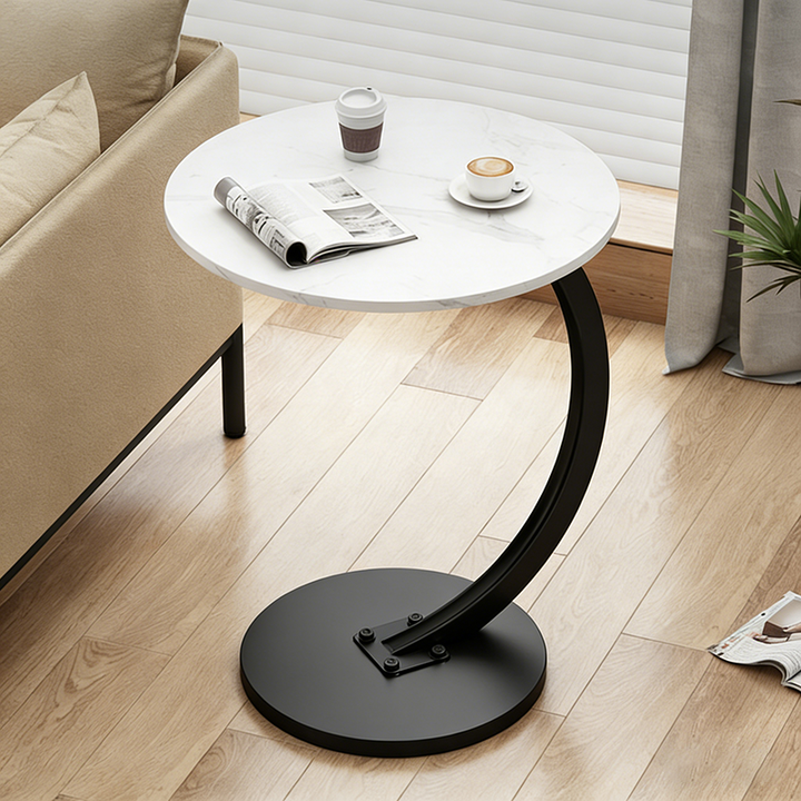 Moderner minimalistischer runder Tisch aus mitteldichter Faserplatte und Eisen, 1/2-Etage für das Wohnzimmer 