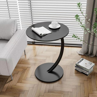 Modern Minimalist Round Medium-Density Fiberboard Iron Side Table 1/2-Tier For Living Room