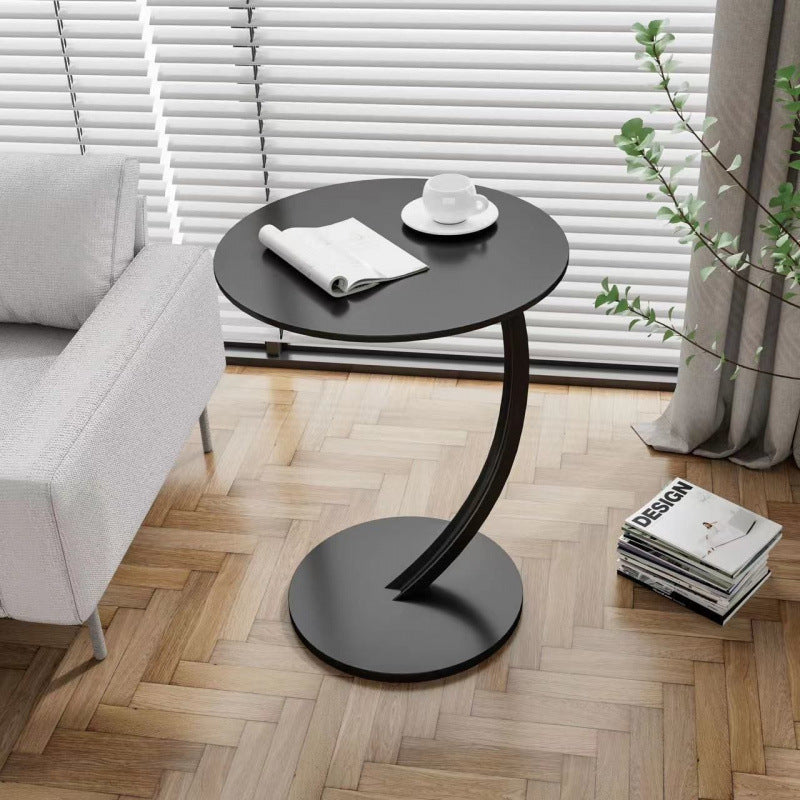 Modern Minimalist Round Medium-Density Fiberboard Iron Side Table 1/2-Tier For Living Room