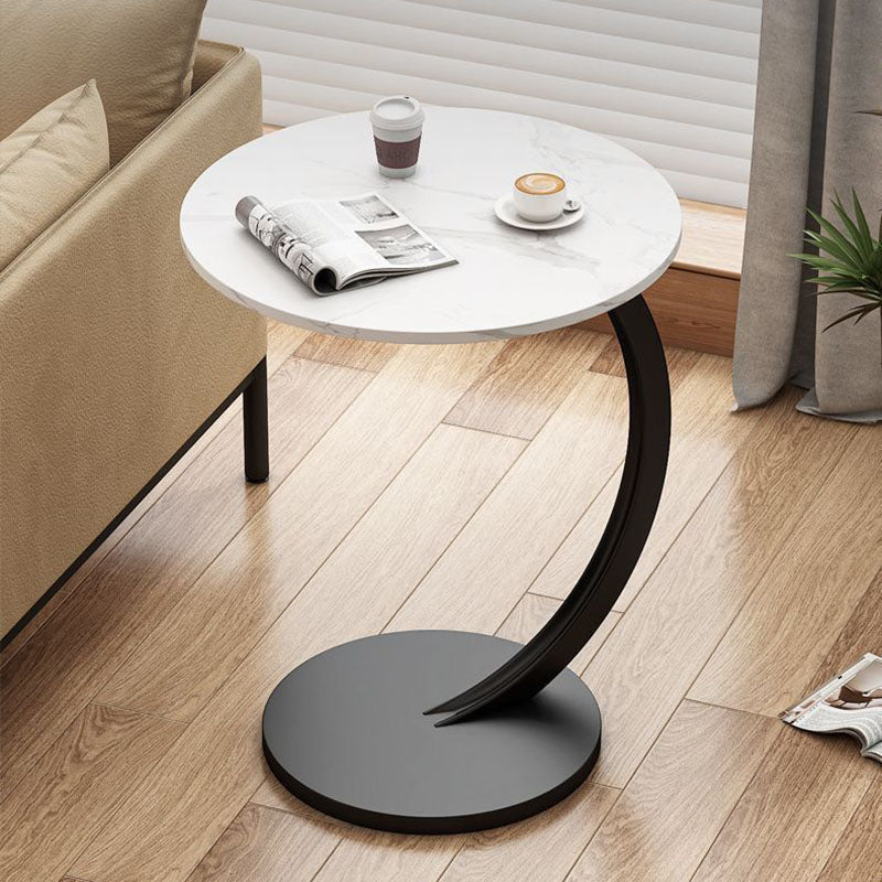 Modern Minimalist Round Medium-Density Fiberboard Iron Side Table 1/2-Tier For Living Room