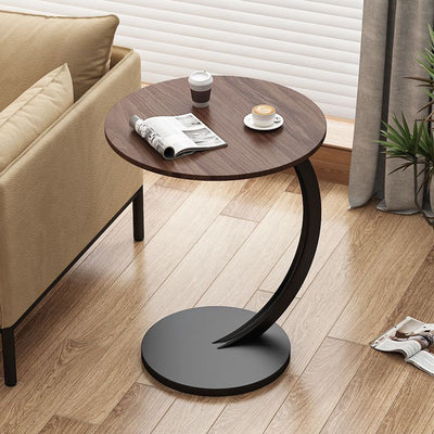 Modern Minimalist Round Medium-Density Fiberboard Iron Side Table 1/2-Tier For Living Room