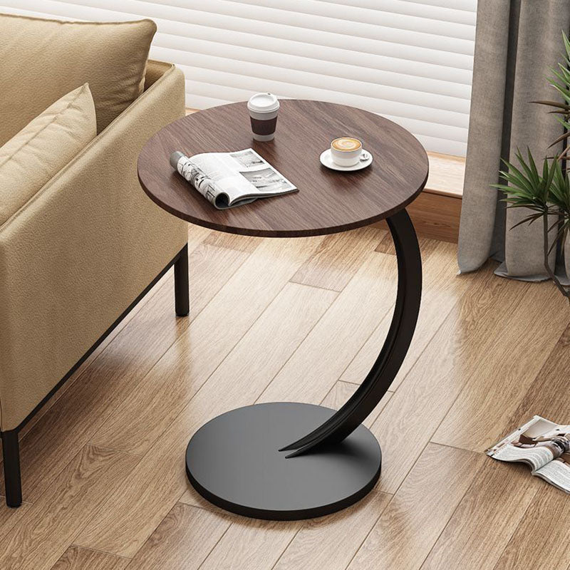 Modern Minimalist Round Medium-Density Fiberboard Iron Side Table 1/2-Tier For Living Room
