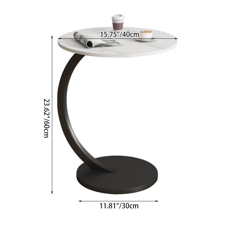 Modern Minimalist Round Medium-Density Fiberboard Iron Side Table 1/2-Tier For Living Room