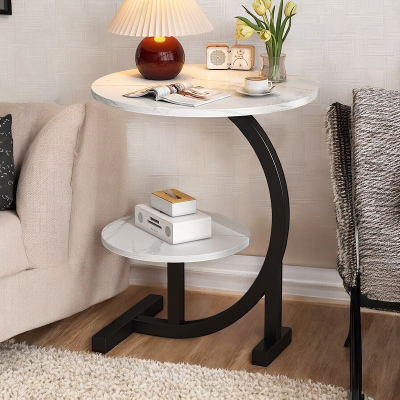 Moderner minimalistischer runder Tisch aus mitteldichter Faserplatte und Eisen, 1/2-Etage für das Wohnzimmer 
