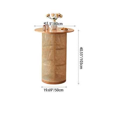 Traditional Chinese Square Ash Solid Wood Indonesian Rattan Bar Table For Kitchen