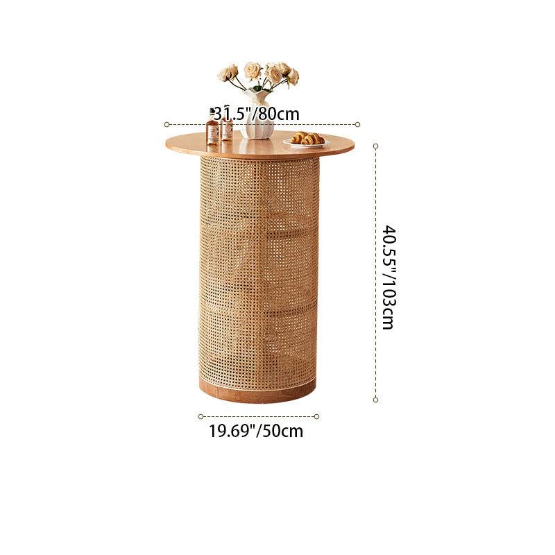 Traditional Chinese Square Ash Solid Wood Indonesian Rattan Bar Table For Kitchen