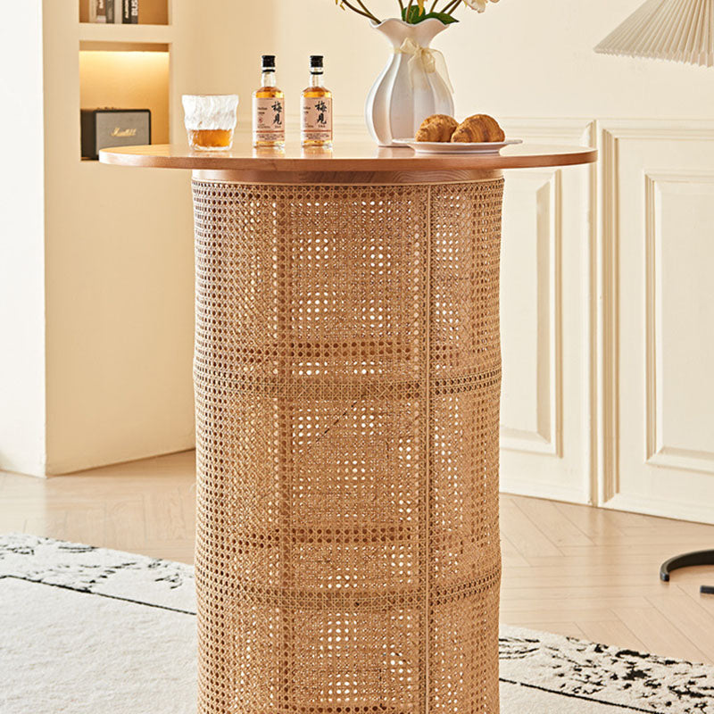 Traditional Chinese Square Ash Solid Wood Indonesian Rattan Bar Table For Kitchen