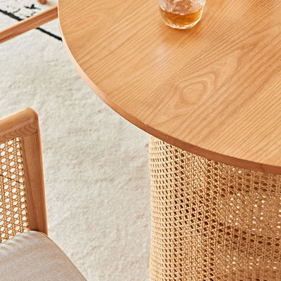 Traditional Chinese Square Ash Solid Wood Indonesian Rattan Bar Table For Kitchen