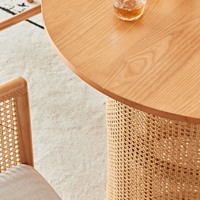 Traditional Chinese Square Ash Solid Wood Indonesian Rattan Bar Table For Kitchen